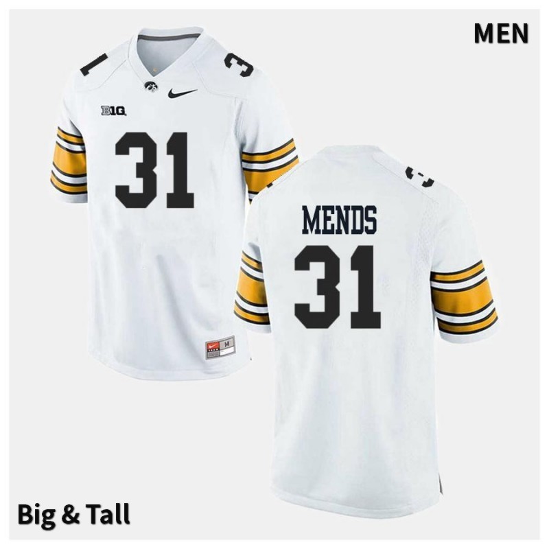 Men's Iowa Hawkeyes NCAA #31 Aaron Mends White Authentic Nike Big & Tall Alumni Stitched College Football Jersey XP34I42IL